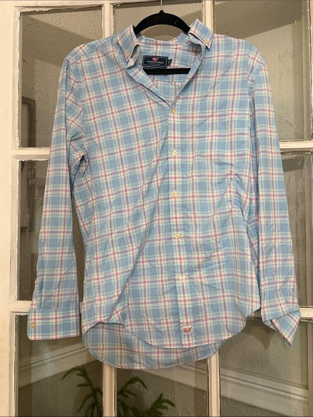 Vineyard Vines Pastel Blue Plaid Performance Button-Down Shirt